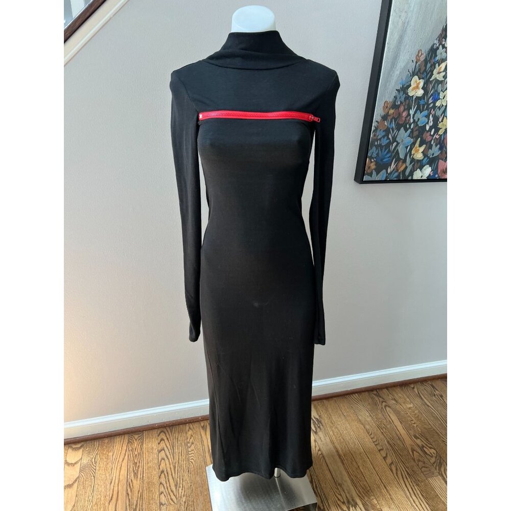 ASSEMBLY Label New York Wool Zipper Detail Knit Long Sleeve Midi Dress Size XS